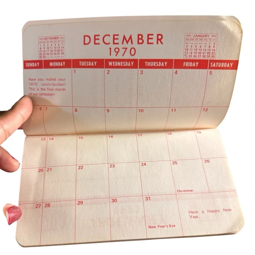 Vintage Indiana University Foundation 1971 Calendar and Date Book unused
